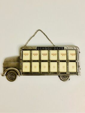 Ganz , Silver Metal School Bus Wall Photo Frame "School Days" 1st to 12th Grade